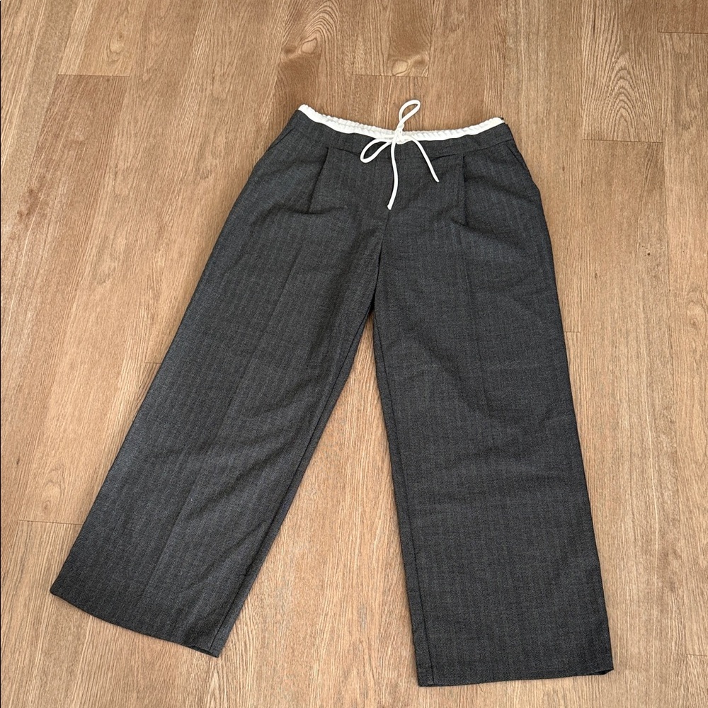 Zara Double Waist Wide Leg Pants - Grey